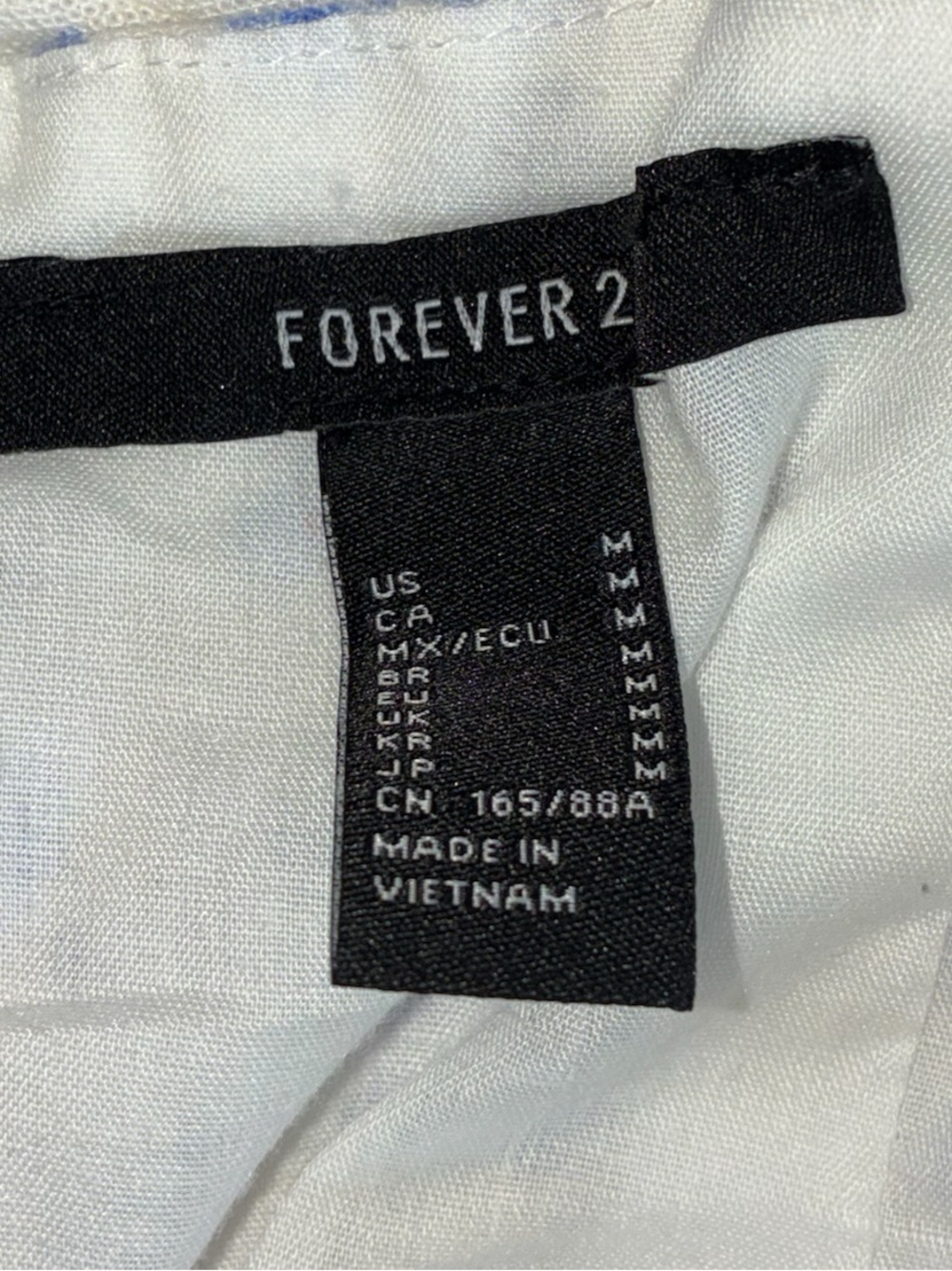 Forever 21 Linen Blend Floral Slip Style Midi Dress Tie-Shoulder Blue & White - Picture 4 of 5